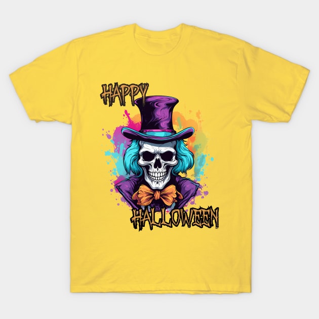 Spooky Skeleton Happy Halloween T-Shirt by DivShot 